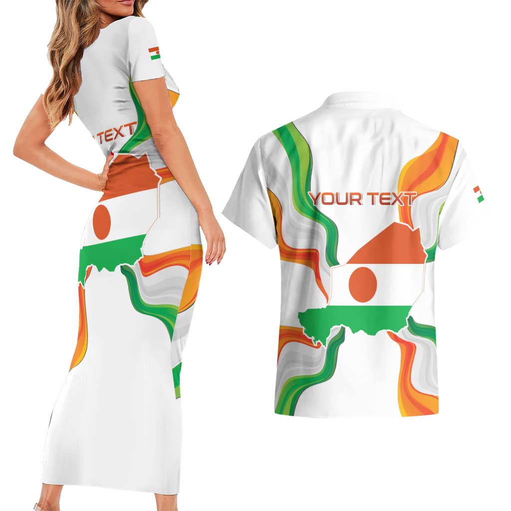 Personalized Niger Republic Day Couples Matching Short Sleeve Bodycon Dress and Hawaiian Shirt Coat Of Arms With Flag - Wonder Print Shop