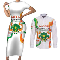 Personalized Niger Republic Day Couples Matching Short Sleeve Bodycon Dress and Long Sleeve Button Shirt Coat Of Arms With Flag - Wonder Print Shop