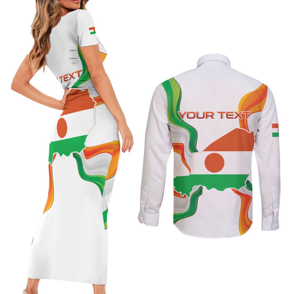 Personalized Niger Republic Day Couples Matching Short Sleeve Bodycon Dress and Long Sleeve Button Shirt Coat Of Arms With Flag - Wonder Print Shop