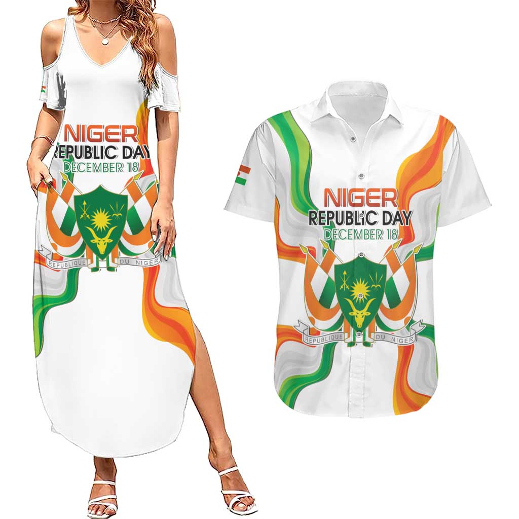 Personalized Niger Republic Day Couples Matching Summer Maxi Dress and Hawaiian Shirt Coat Of Arms With Flag - Wonder Print Shop