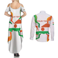 Personalized Niger Republic Day Couples Matching Summer Maxi Dress and Long Sleeve Button Shirt Coat Of Arms With Flag - Wonder Print Shop