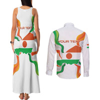 Personalized Niger Republic Day Couples Matching Tank Maxi Dress and Long Sleeve Button Shirt Coat Of Arms With Flag - Wonder Print Shop