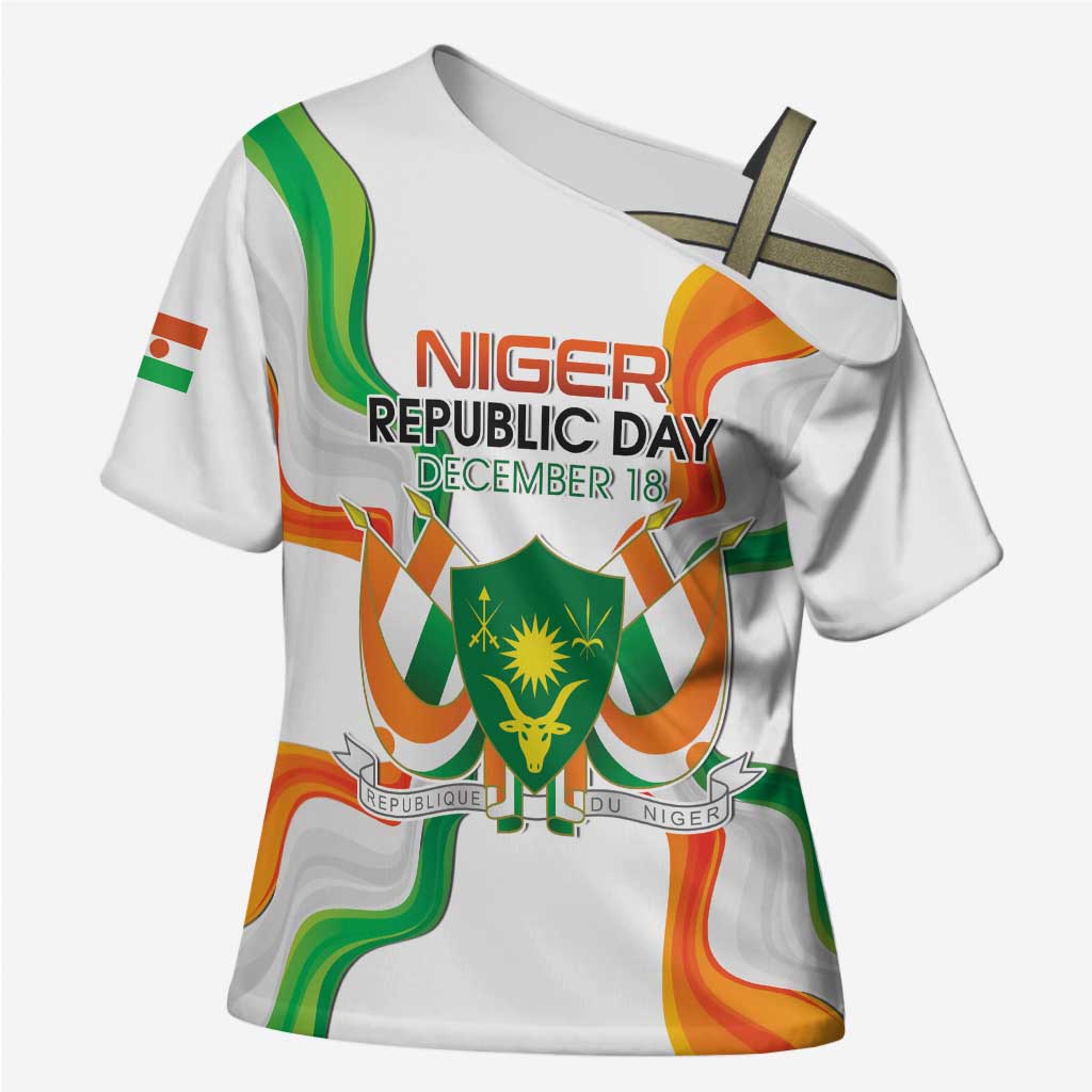 Personalized Niger Republic Day Cross Shoulder Shirt Coat Of Arms With Flag - Wonder Print Shop