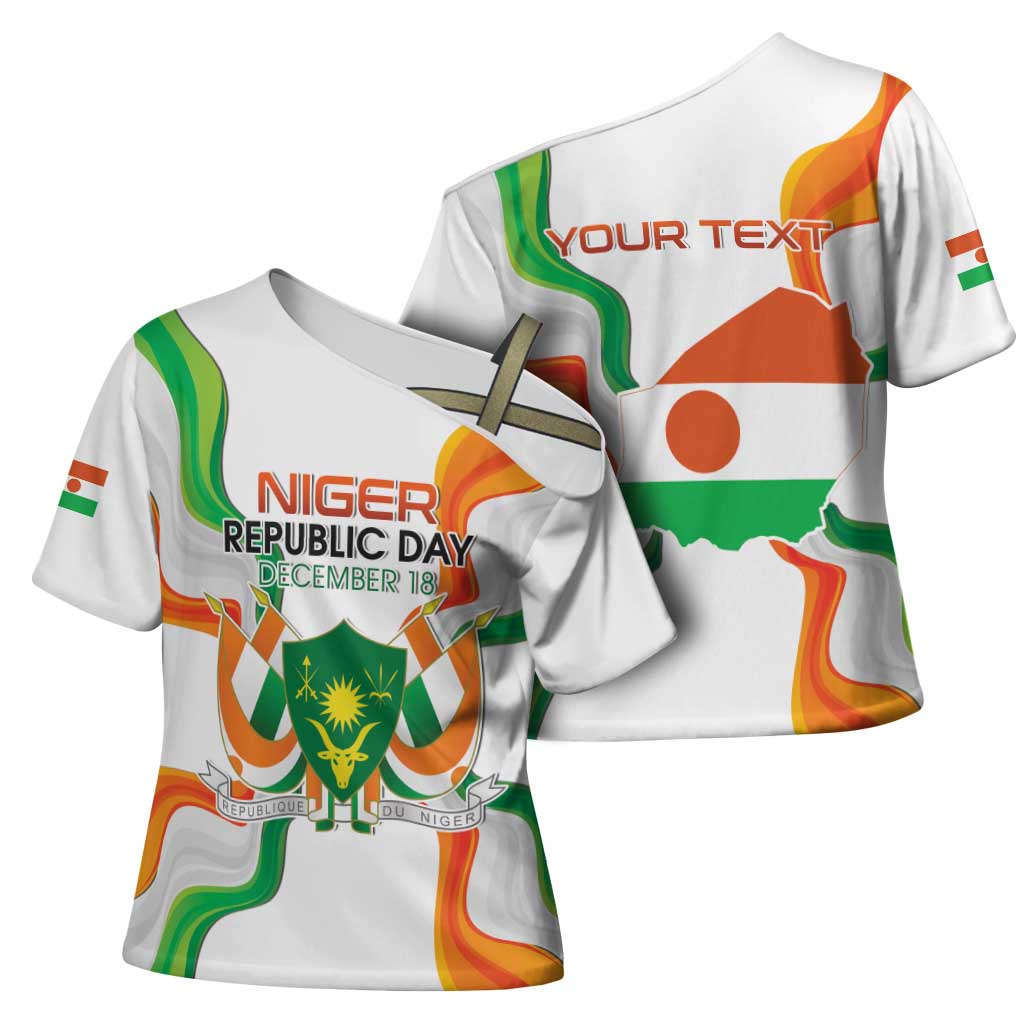 Personalized Niger Republic Day Cross Shoulder Shirt Coat Of Arms With Flag - Wonder Print Shop