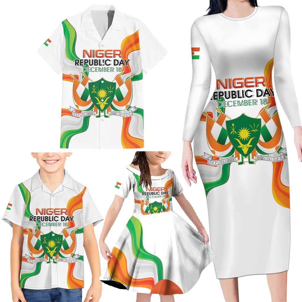 Personalized Niger Republic Day Family Matching Long Sleeve Bodycon Dress and Hawaiian Shirt Coat Of Arms With Flag - Wonder Print Shop