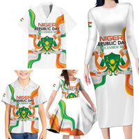 Personalized Niger Republic Day Family Matching Long Sleeve Bodycon Dress and Hawaiian Shirt Coat Of Arms With Flag - Wonder Print Shop