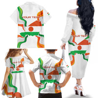 Personalized Niger Republic Day Family Matching Off The Shoulder Long Sleeve Dress and Hawaiian Shirt Coat Of Arms With Flag - Wonder Print Shop