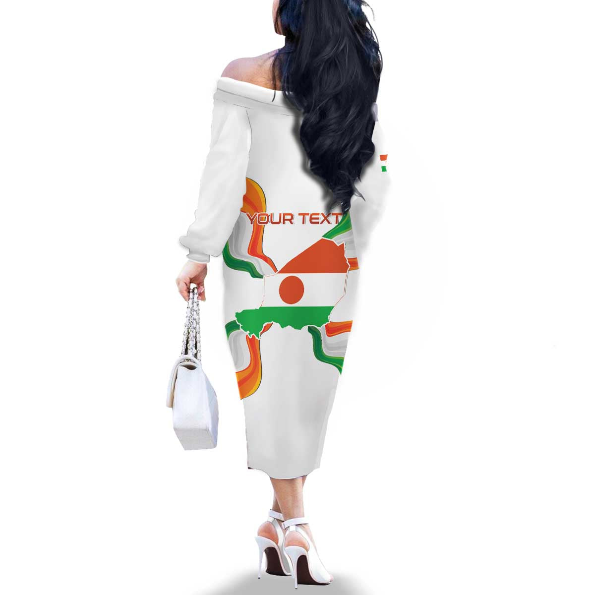 Personalized Niger Republic Day Family Matching Off The Shoulder Long Sleeve Dress and Hawaiian Shirt Coat Of Arms With Flag - Wonder Print Shop