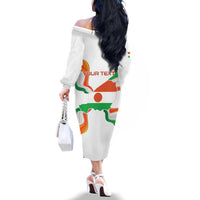 Personalized Niger Republic Day Family Matching Off The Shoulder Long Sleeve Dress and Hawaiian Shirt Coat Of Arms With Flag - Wonder Print Shop