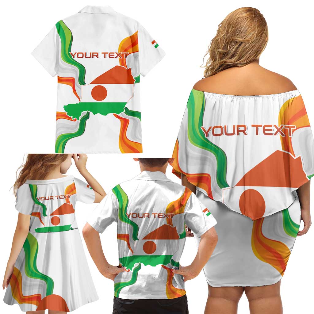 Personalized Niger Republic Day Family Matching Off Shoulder Short Dress and Hawaiian Shirt Coat Of Arms With Flag - Wonder Print Shop