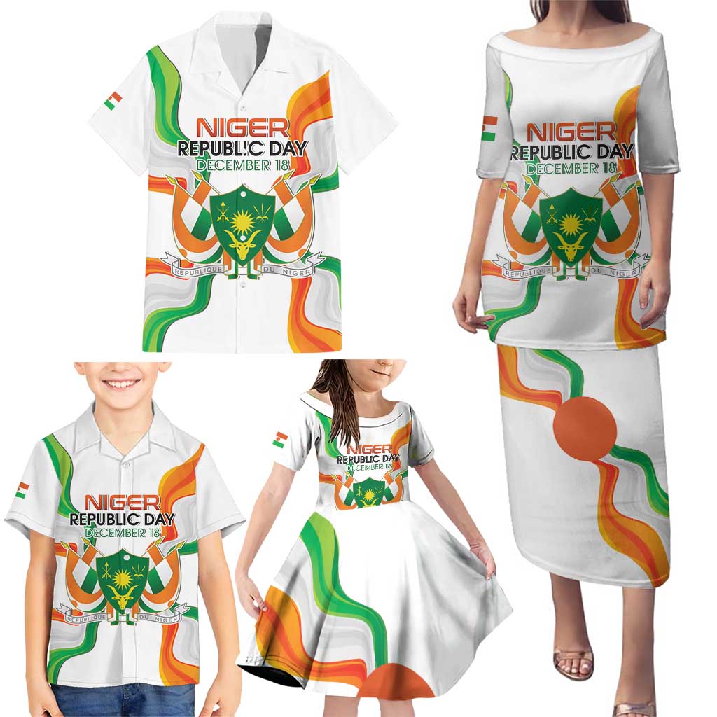 Personalized Niger Republic Day Family Matching Puletasi and Hawaiian Shirt Coat Of Arms With Flag - Wonder Print Shop