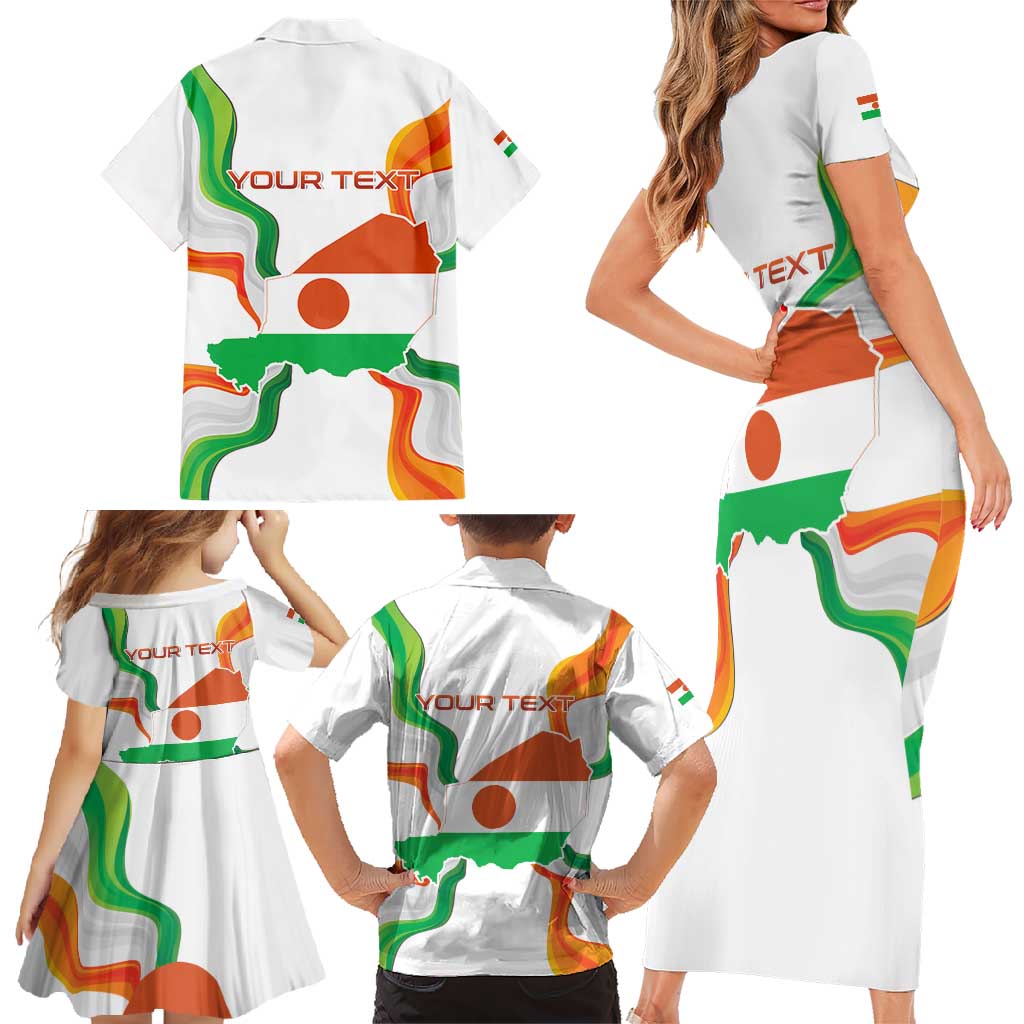 Personalized Niger Republic Day Family Matching Short Sleeve Bodycon Dress and Hawaiian Shirt Coat Of Arms With Flag - Wonder Print Shop