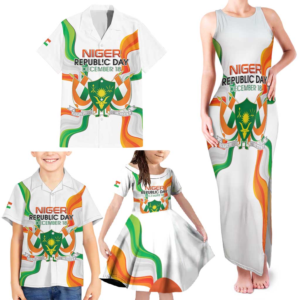 Personalized Niger Republic Day Family Matching Tank Maxi Dress and Hawaiian Shirt Coat Of Arms With Flag - Wonder Print Shop