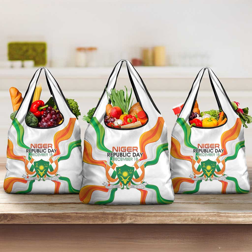 Niger Republic Day Grocery Bag Coat Of Arms With Flag - Wonder Print Shop