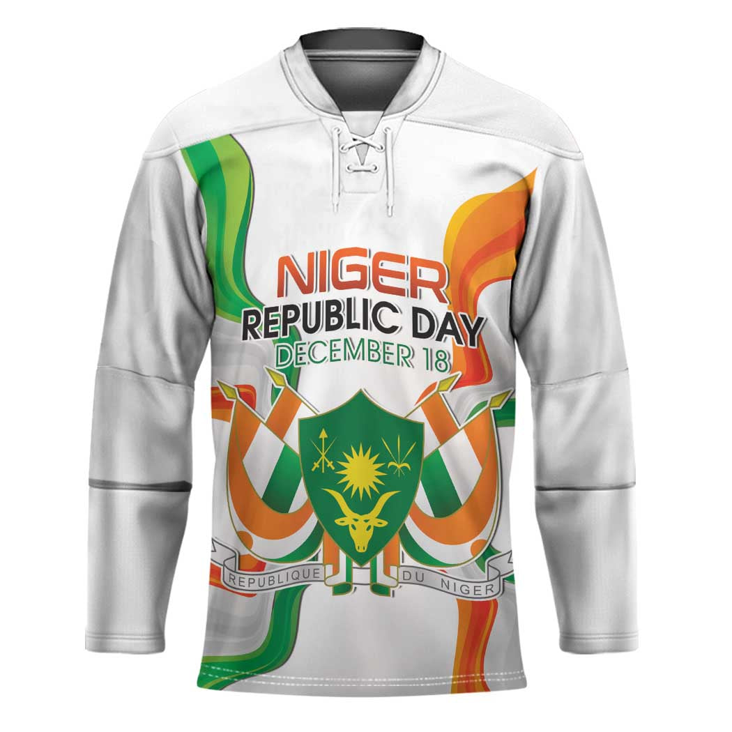 Personalized Niger Republic Day Hockey Jersey Coat Of Arms With Flag - Wonder Print Shop