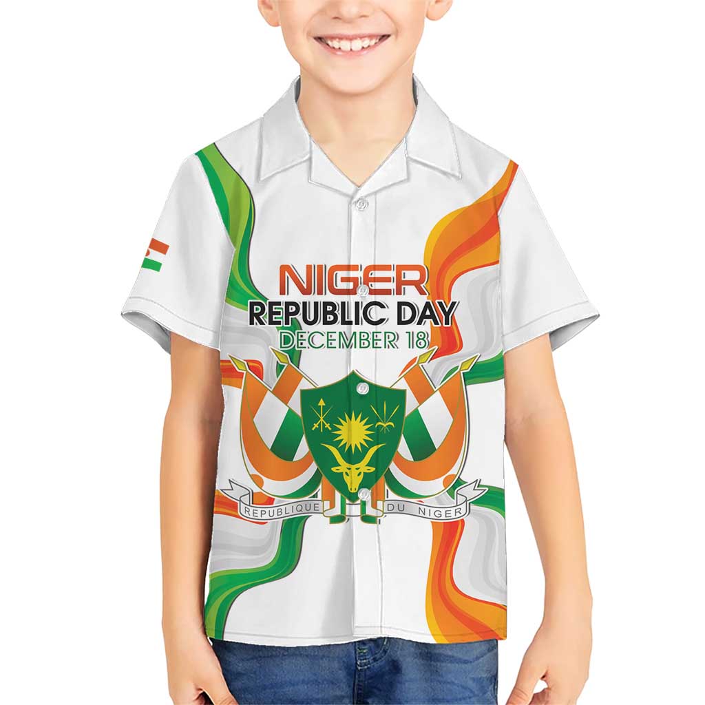 Personalized Niger Republic Day Kid Hawaiian Shirt Coat Of Arms With Flag - Wonder Print Shop