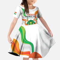 Personalized Niger Republic Day Kid Short Sleeve Dress Coat Of Arms With Flag - Wonder Print Shop