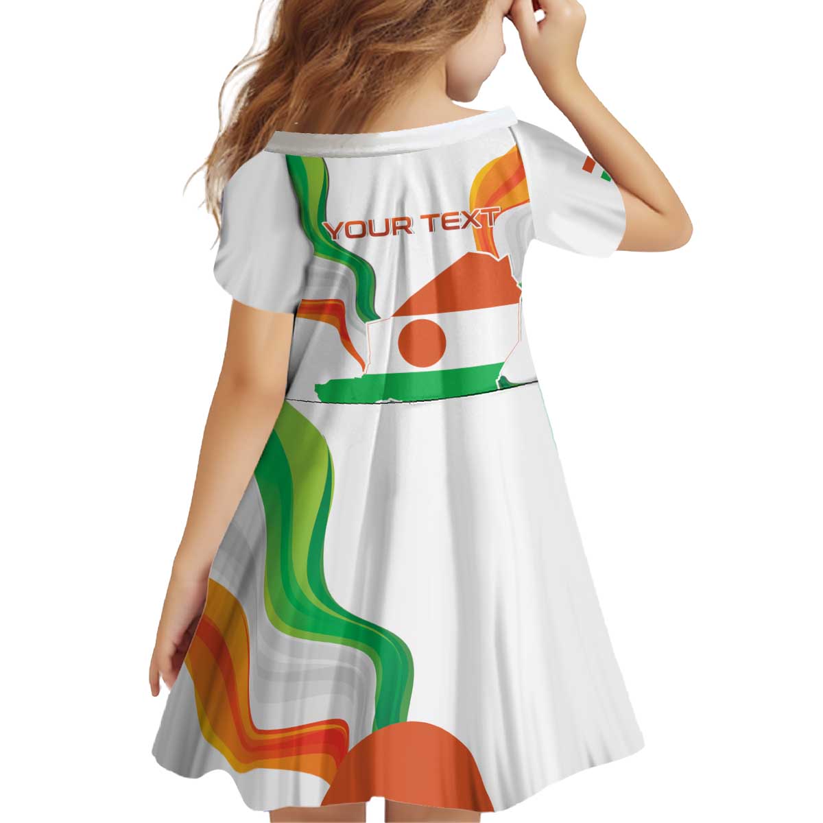 Personalized Niger Republic Day Kid Short Sleeve Dress Coat Of Arms With Flag - Wonder Print Shop