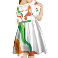 Personalized Niger Republic Day Kid Short Sleeve Dress Coat Of Arms With Flag - Wonder Print Shop