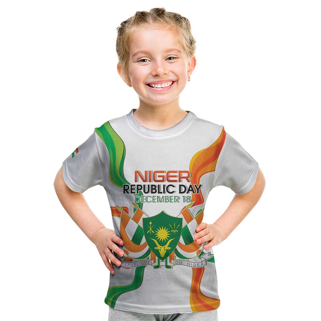 Personalized Niger Republic Day Kid T Shirt Coat Of Arms With Flag - Wonder Print Shop