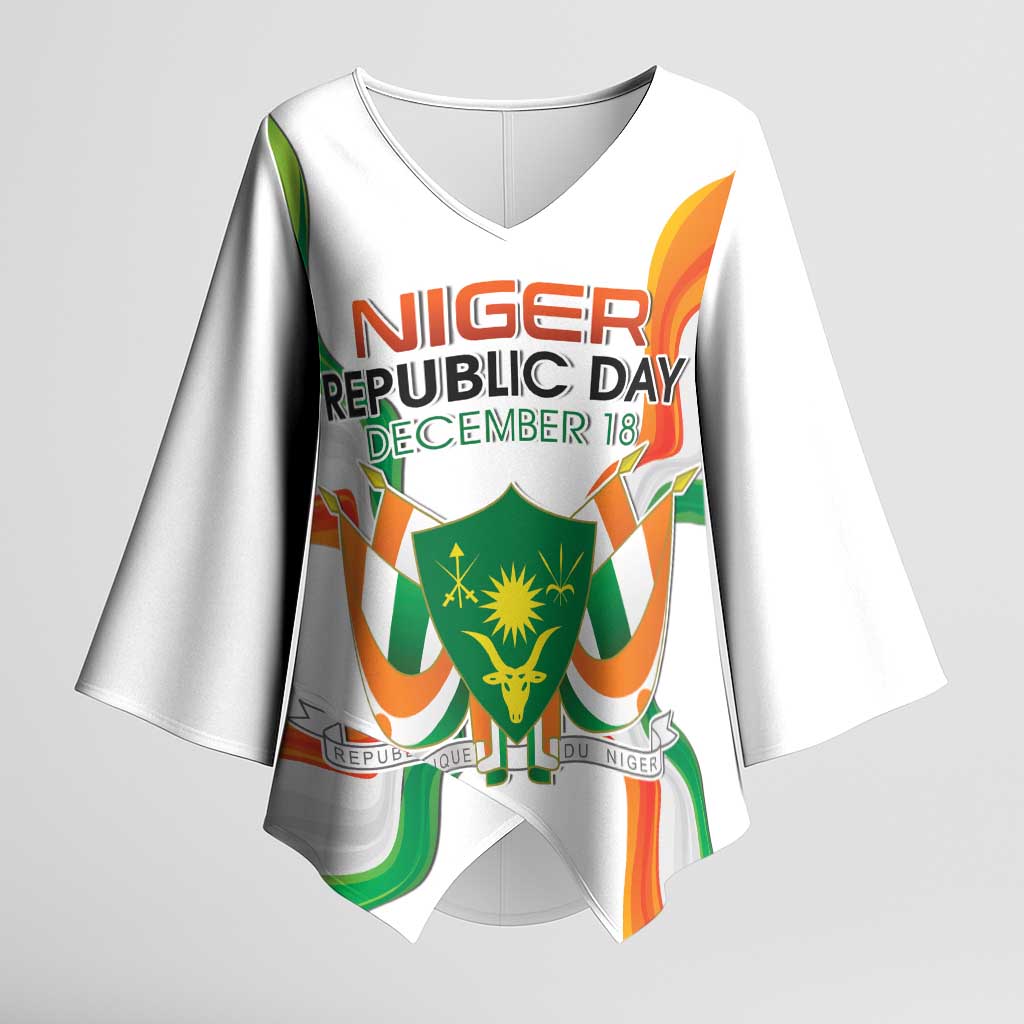 Personalized Niger Republic Day Kimono Sleeve Blouse Coat Of Arms With Flag - Wonder Print Shop