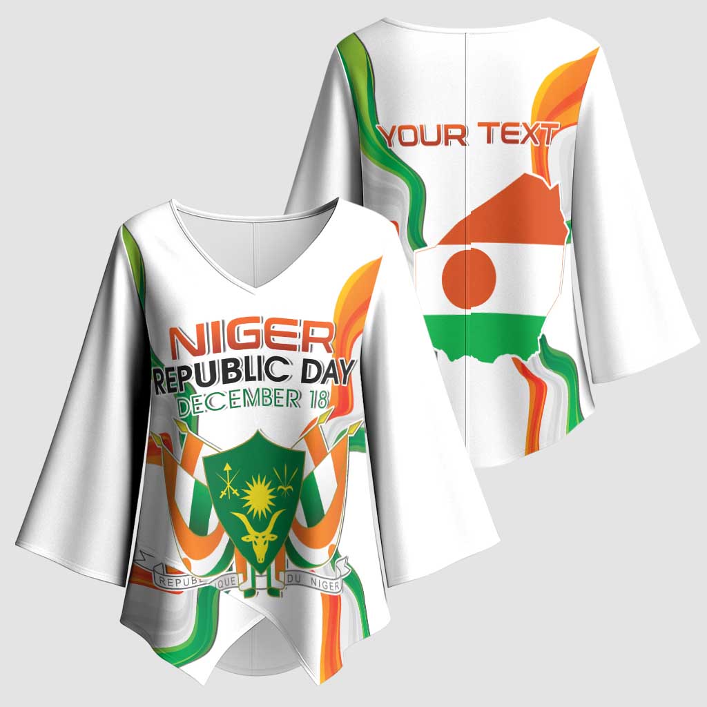 Personalized Niger Republic Day Kimono Sleeve Blouse Coat Of Arms With Flag - Wonder Print Shop