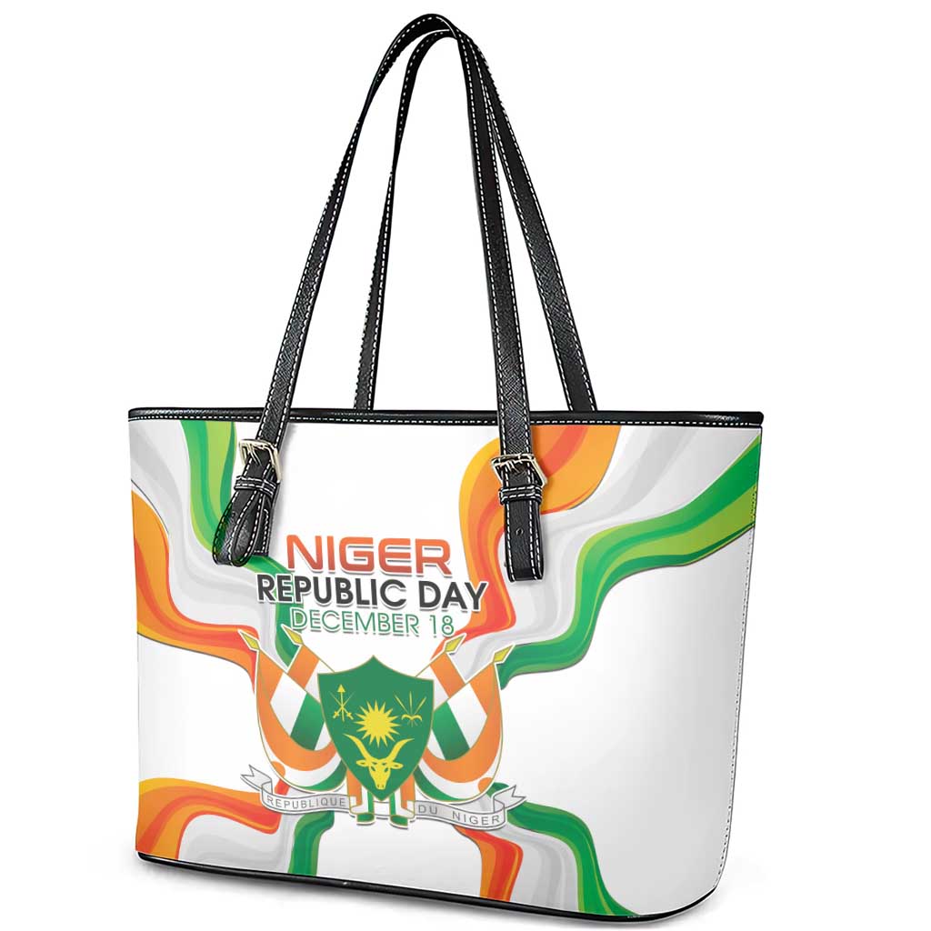 Niger Republic Day Leather Tote Bag Coat Of Arms With Flag - Wonder Print Shop