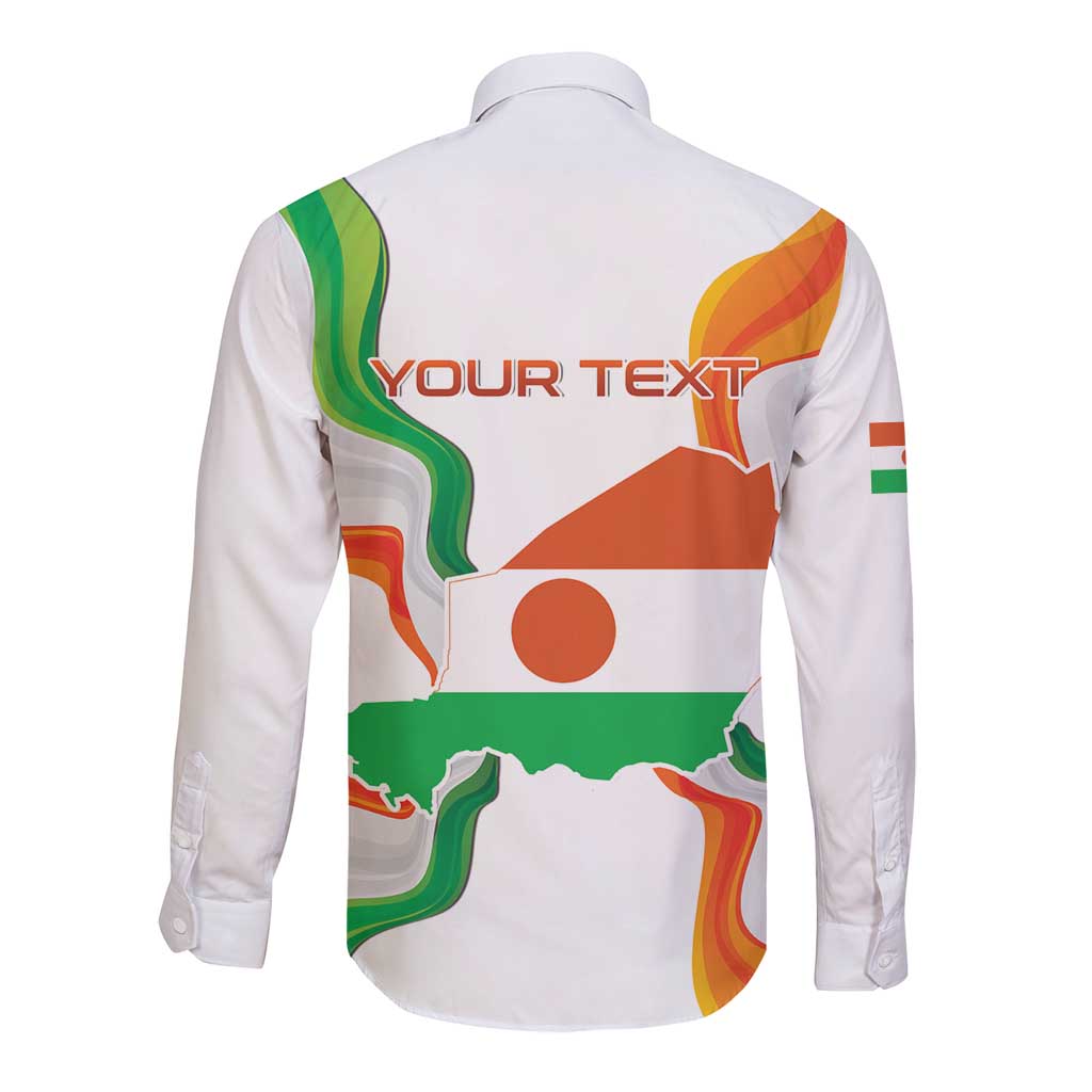 Personalized Niger Republic Day Long Sleeve Button Shirt Coat Of Arms With Flag - Wonder Print Shop