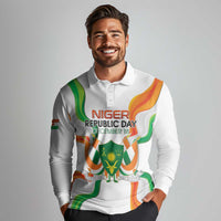 Personalized Niger Republic Day Long Sleeve Polo Shirt Coat Of Arms With Flag - Wonder Print Shop