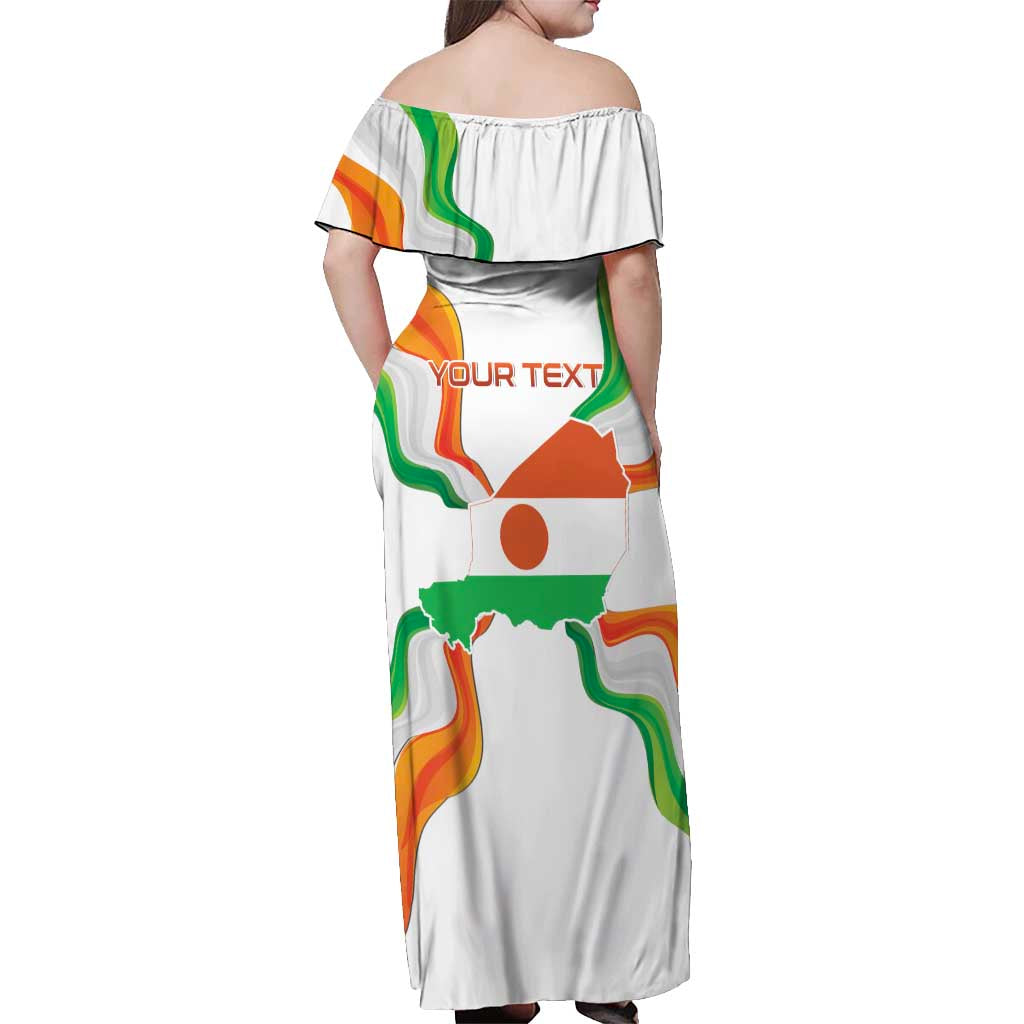 Personalized Niger Republic Day Off Shoulder Maxi Dress Coat Of Arms With Flag - Wonder Print Shop