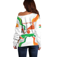 Personalized Niger Republic Day Off Shoulder Sweater Coat Of Arms With Flag - Wonder Print Shop