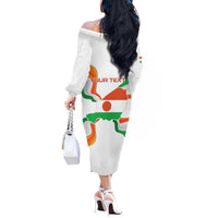 Personalized Niger Republic Day Off The Shoulder Long Sleeve Dress Coat Of Arms With Flag - Wonder Print Shop