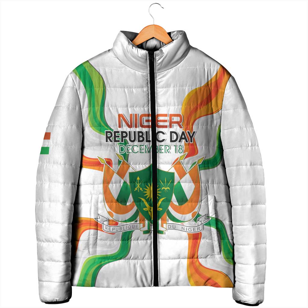 Personalized Niger Republic Day Padded Jacket Coat Of Arms With Flag - Wonder Print Shop
