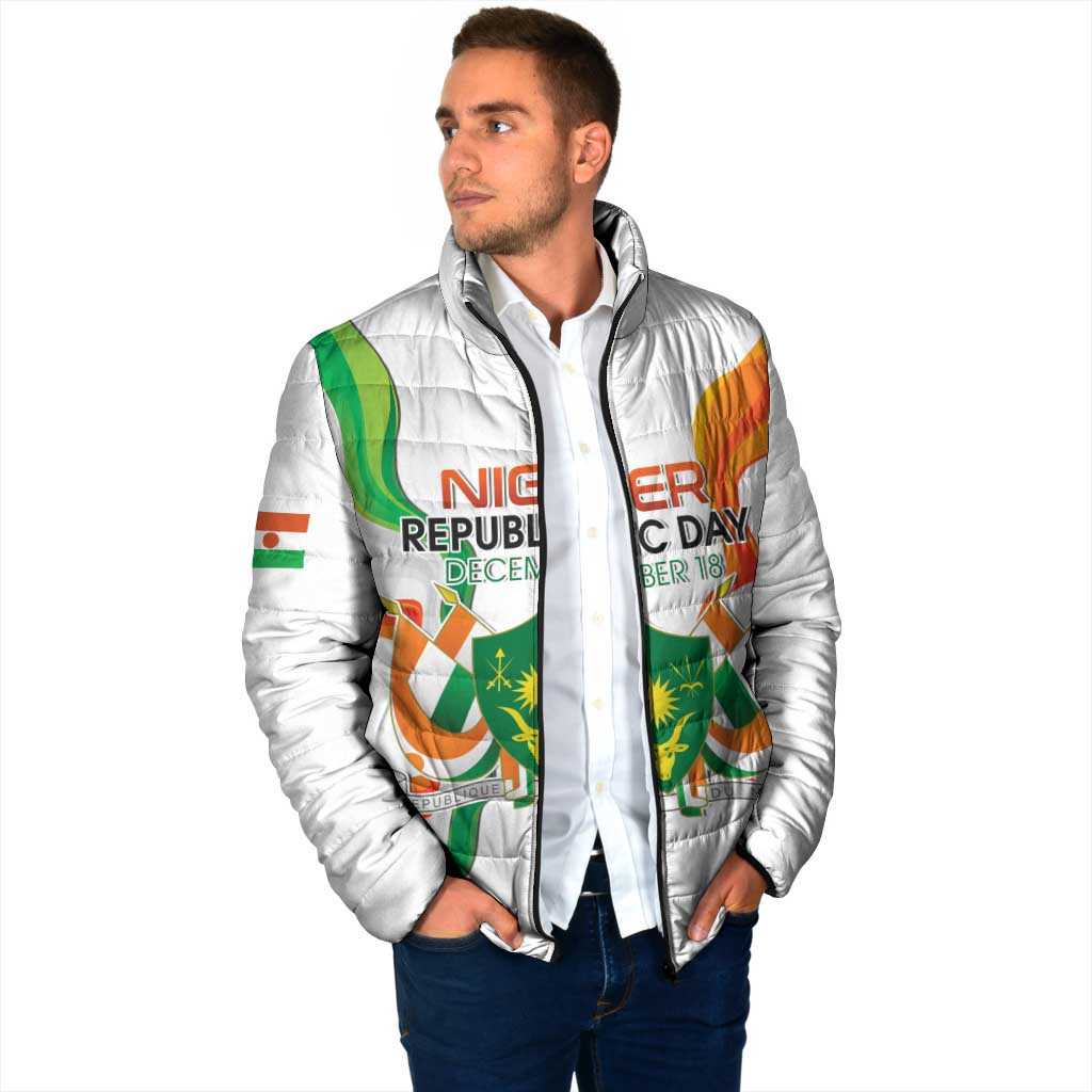 Personalized Niger Republic Day Padded Jacket Coat Of Arms With Flag - Wonder Print Shop