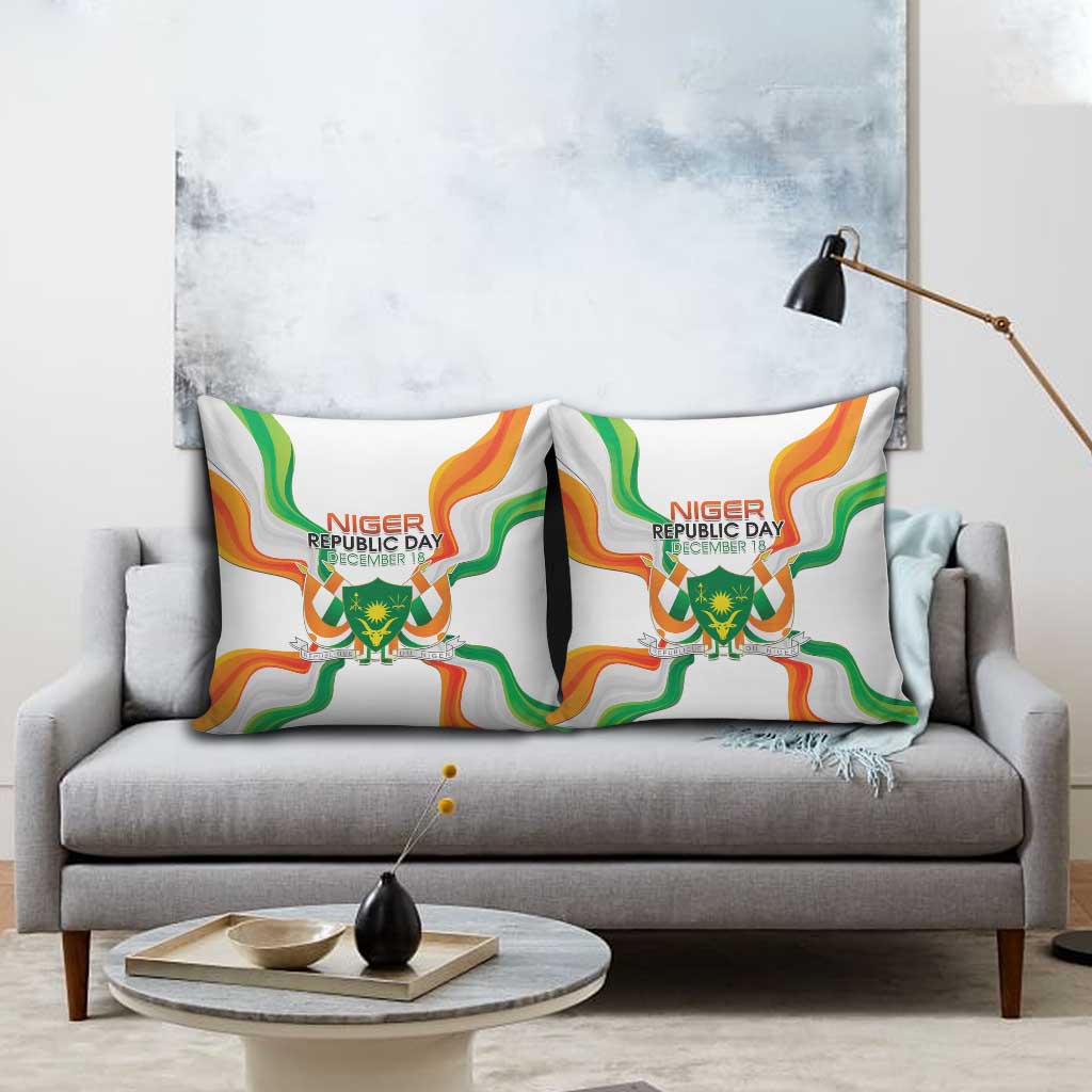 Niger Republic Day Pillow Cover Coat Of Arms With Flag - Wonder Print Shop