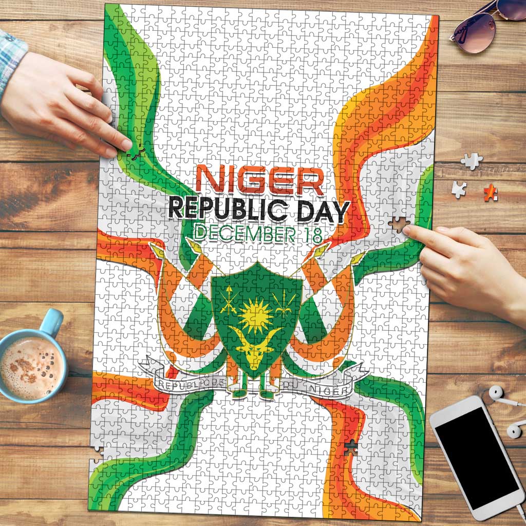 Niger Republic Day Puzzle Coat Of Arms With Flag - Wonder Print Shop