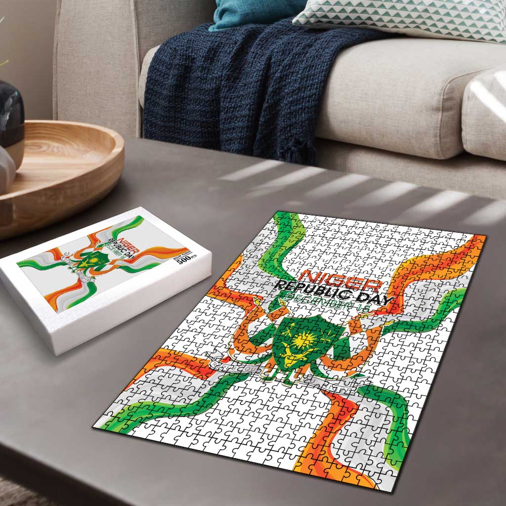 Niger Republic Day Puzzle Coat Of Arms With Flag - Wonder Print Shop