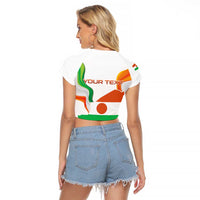 Personalized Niger Republic Day Raglan Cropped T Shirt Coat Of Arms With Flag - Wonder Print Shop