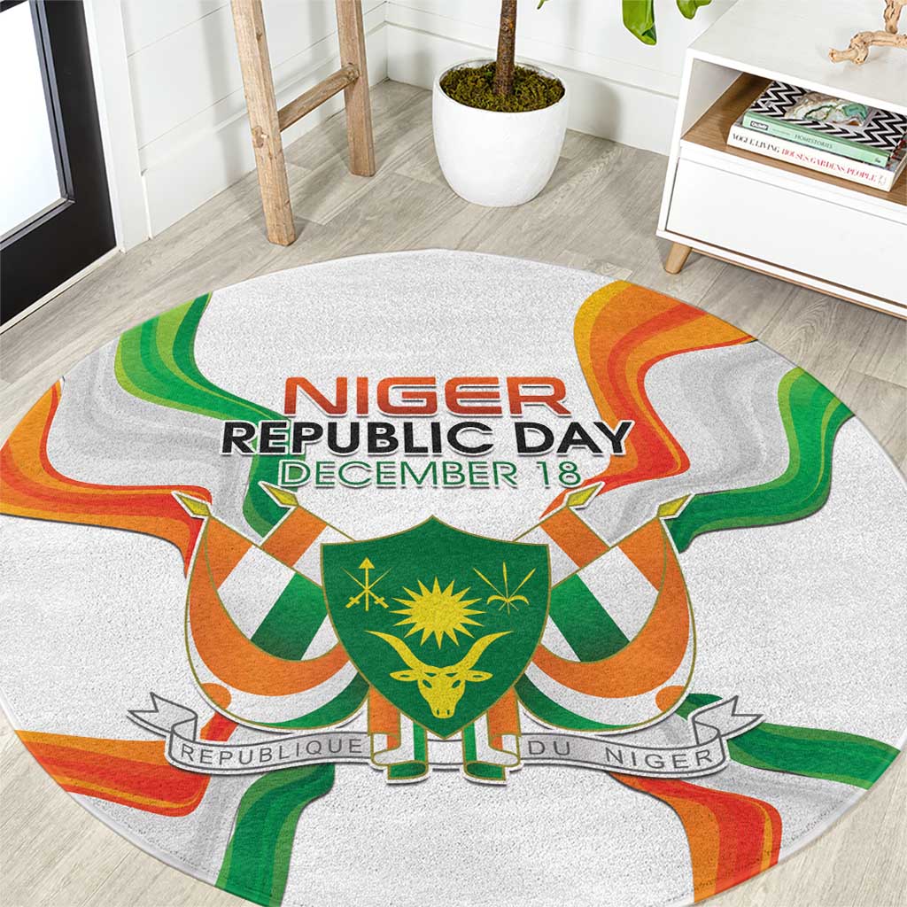 Niger Republic Day Round Carpet Coat Of Arms With Flag - Wonder Print Shop