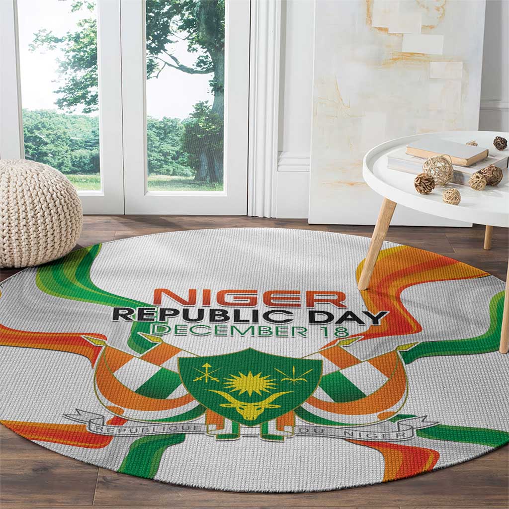 Niger Republic Day Round Carpet Coat Of Arms With Flag - Wonder Print Shop
