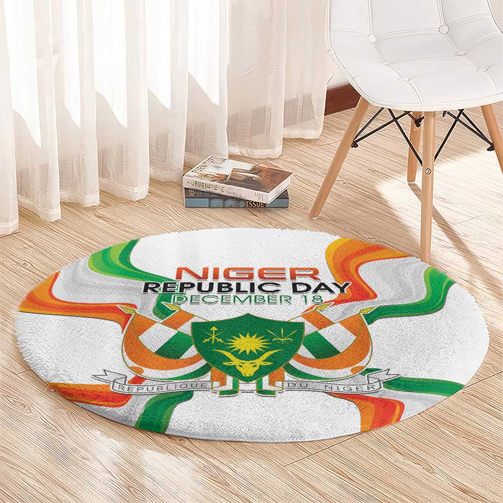 Niger Republic Day Round Carpet Coat Of Arms With Flag - Wonder Print Shop