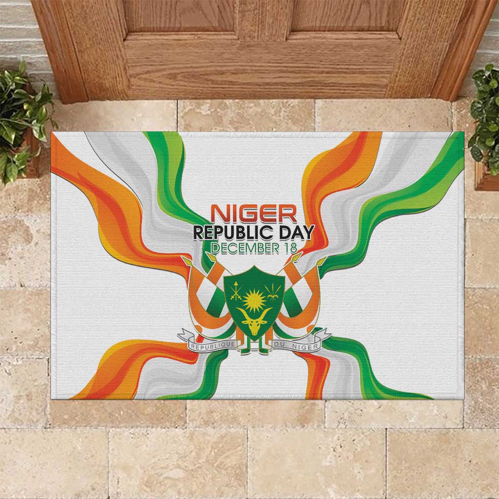 Niger Republic Day Rubber Doormat Coat Of Arms With Flag - Wonder Print Shop