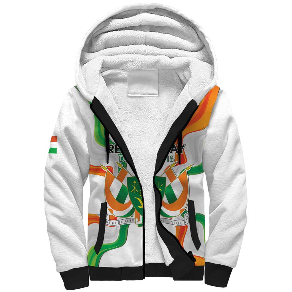 Personalized Niger Republic Day Sherpa Hoodie Coat Of Arms With Flag - Wonder Print Shop