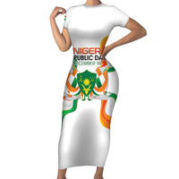 Personalized Niger Republic Day Short Sleeve Bodycon Dress Coat Of Arms With Flag - Wonder Print Shop