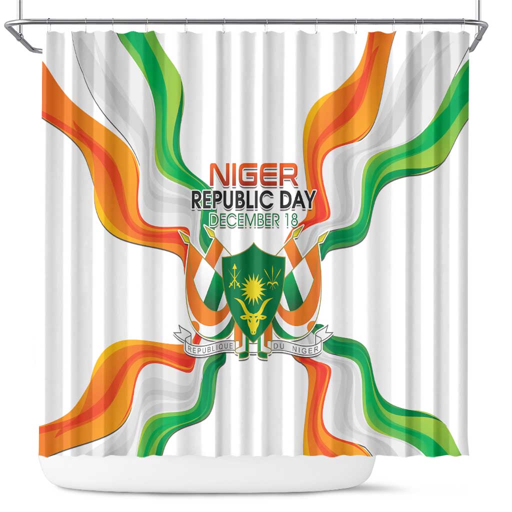 Niger Republic Day Shower Curtain Coat Of Arms With Flag - Wonder Print Shop