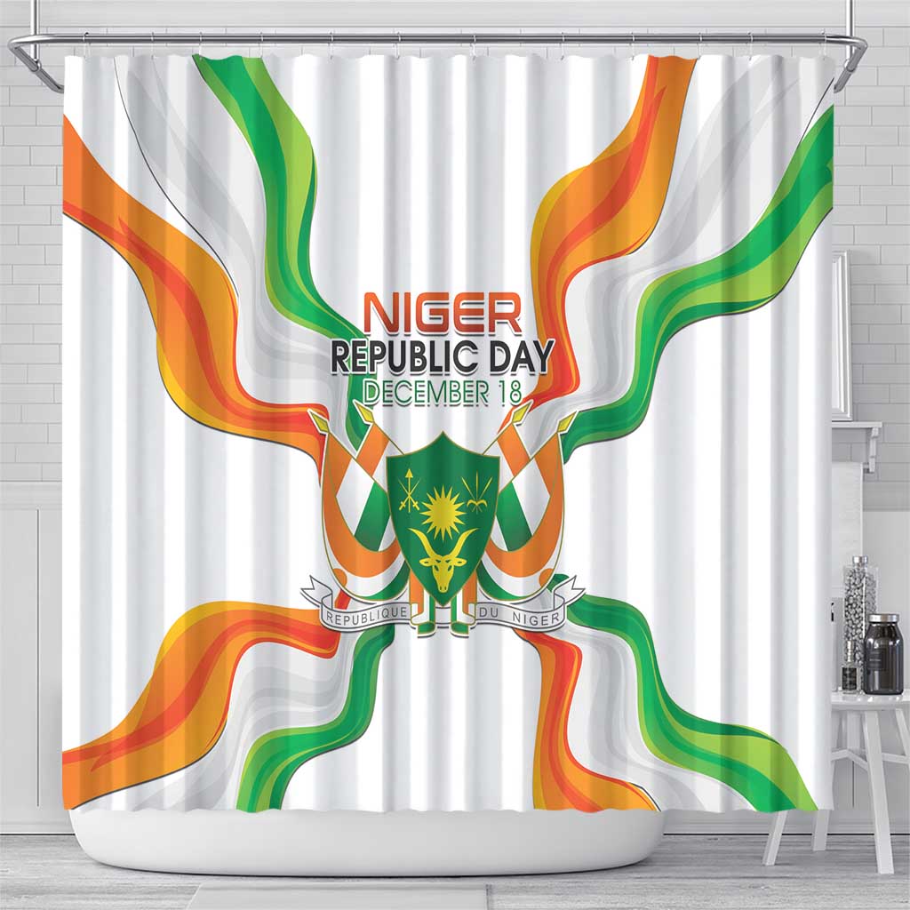 Niger Republic Day Shower Curtain Coat Of Arms With Flag - Wonder Print Shop