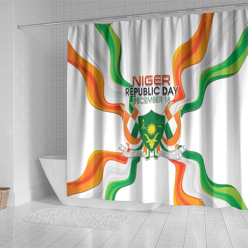 Niger Republic Day Shower Curtain Coat Of Arms With Flag - Wonder Print Shop