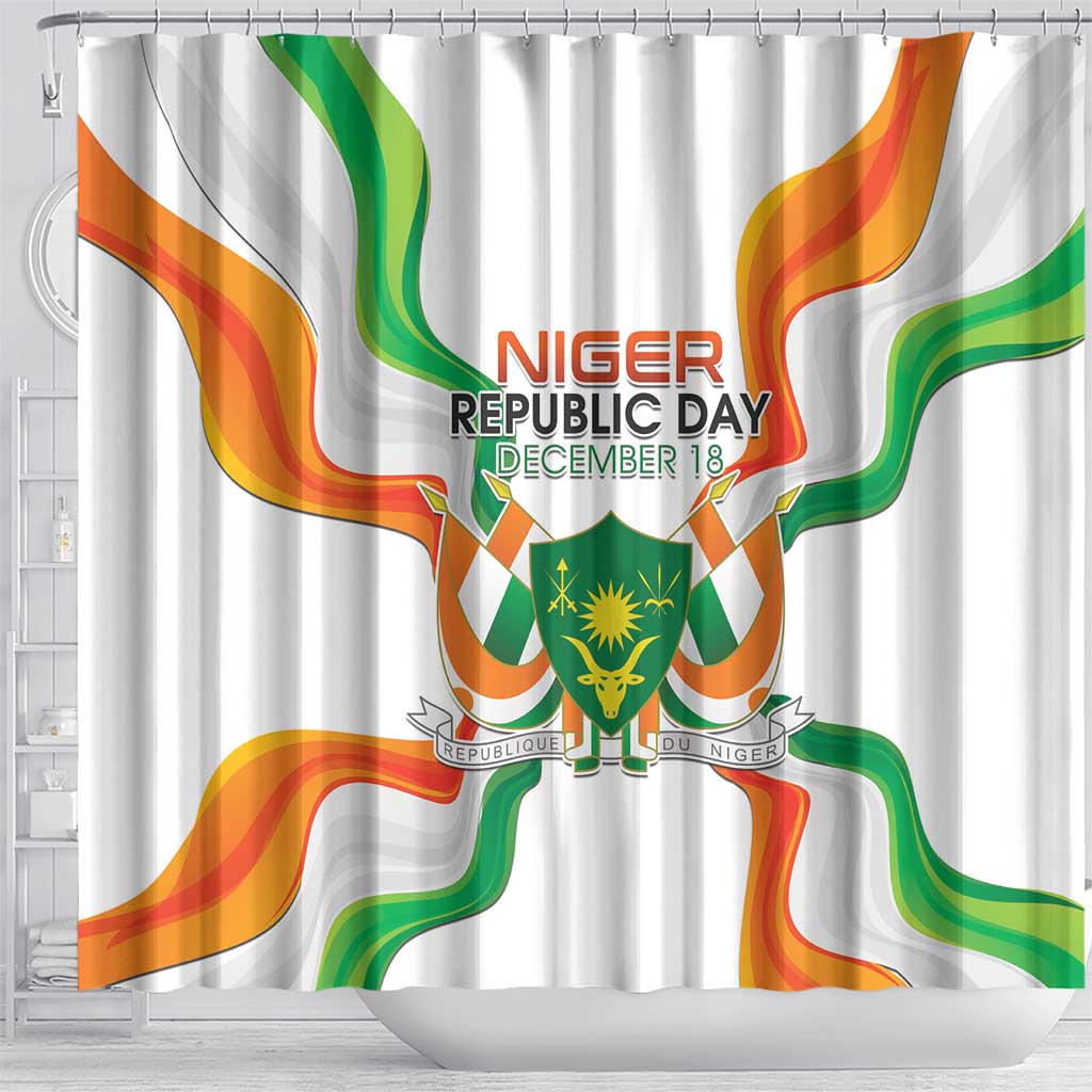 Niger Republic Day Shower Curtain Coat Of Arms With Flag - Wonder Print Shop