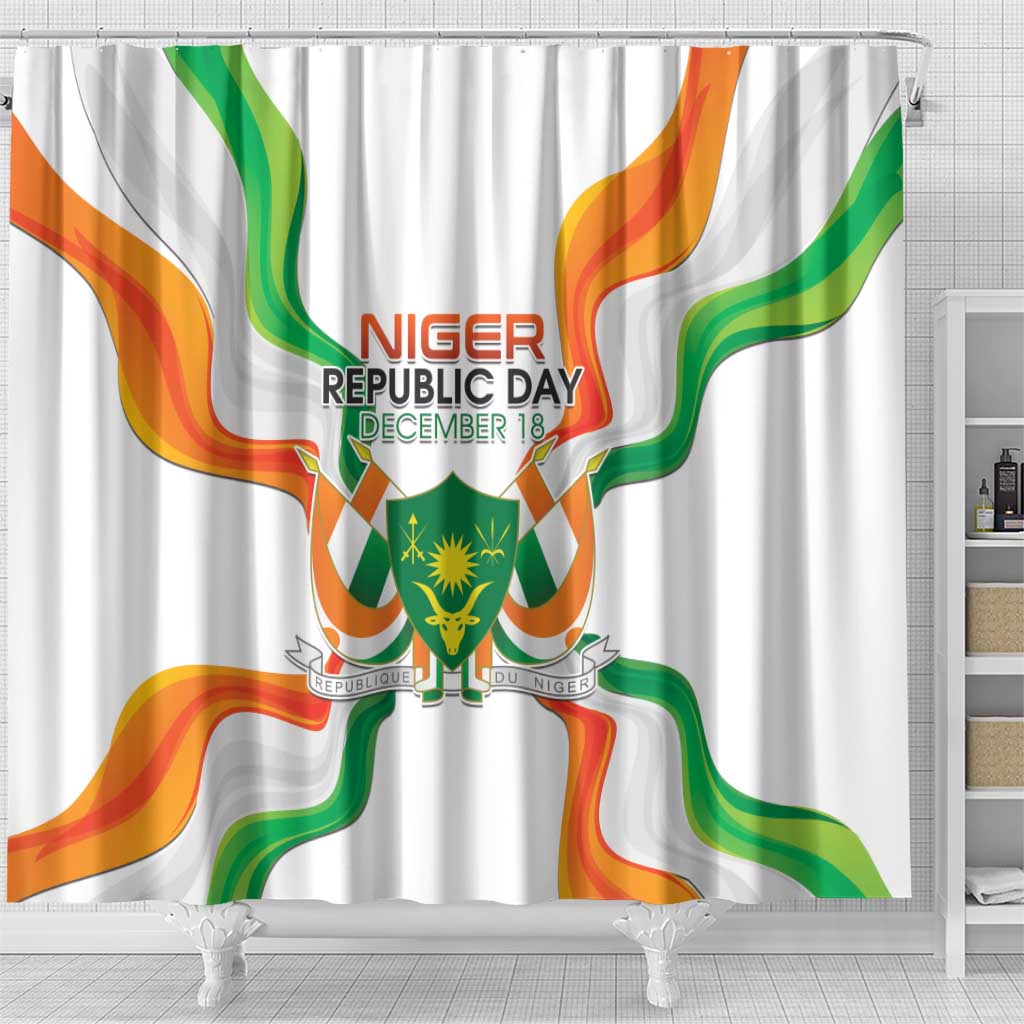 Niger Republic Day Shower Curtain Coat Of Arms With Flag - Wonder Print Shop