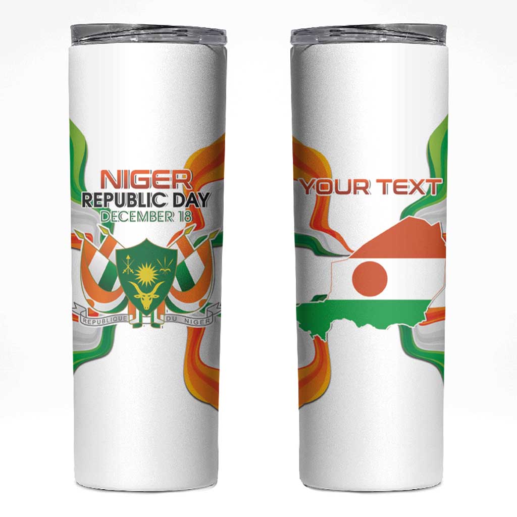 Personalized Niger Republic Day Skinny Tumbler Coat Of Arms With Flag - Wonder Print Shop